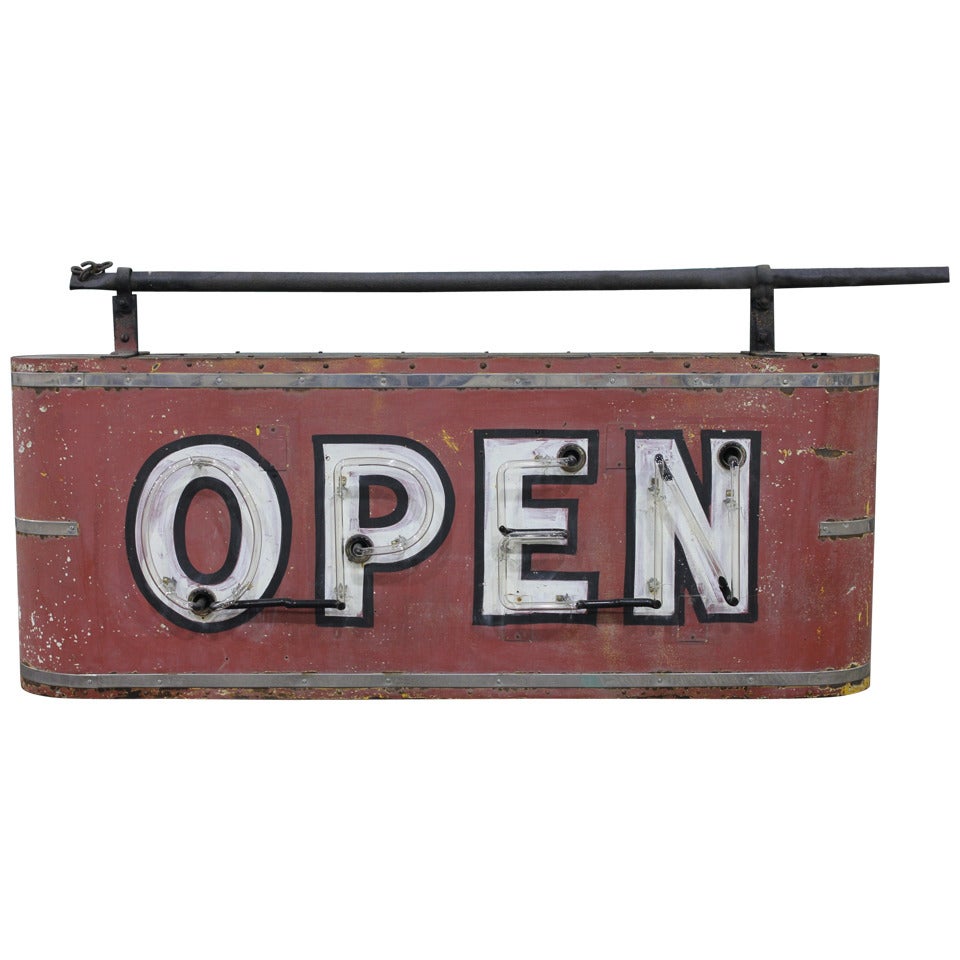 Double Sided Neon Sign OPEN For Sale