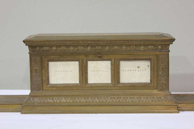American Circa 1930's Ornamental Brass Bank Desktop Register Pedestal For Sale