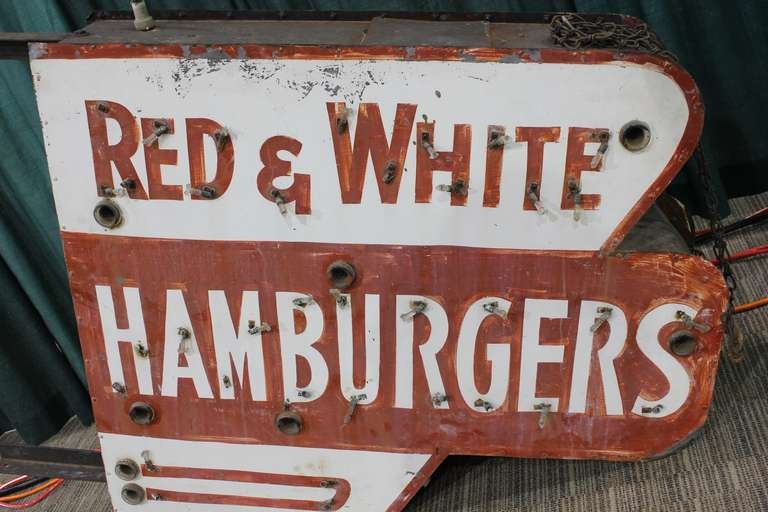 American Red & White Hamburgers Sign