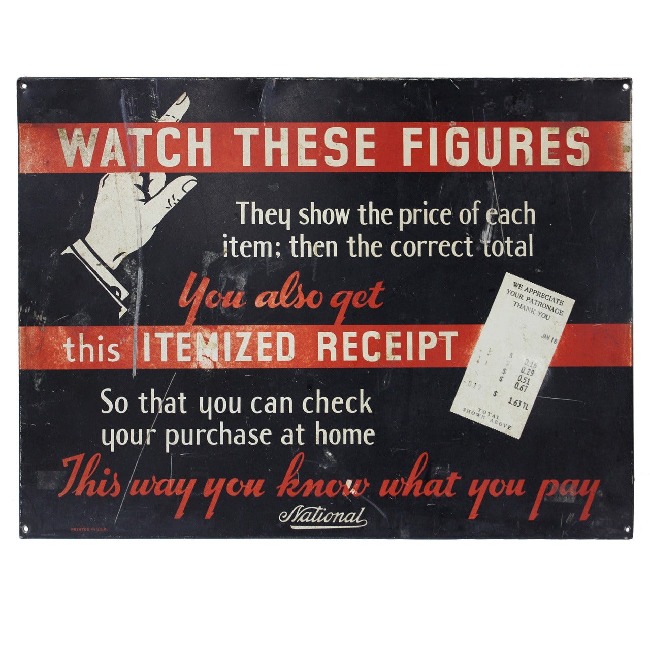 1930's Advertising Sign For National Cash Register Co For Sale