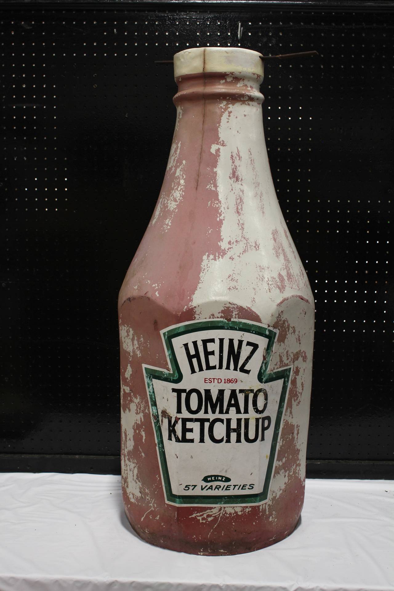 Over 3ft tall original 1950s plastic advertising bottle for Heinz Ketchup.