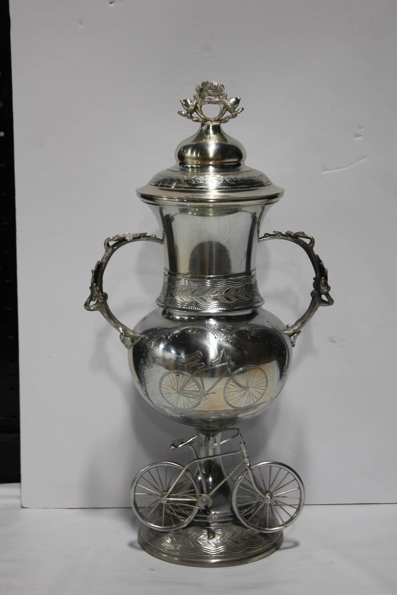 19th Century silverplate Cycling Trophy.
