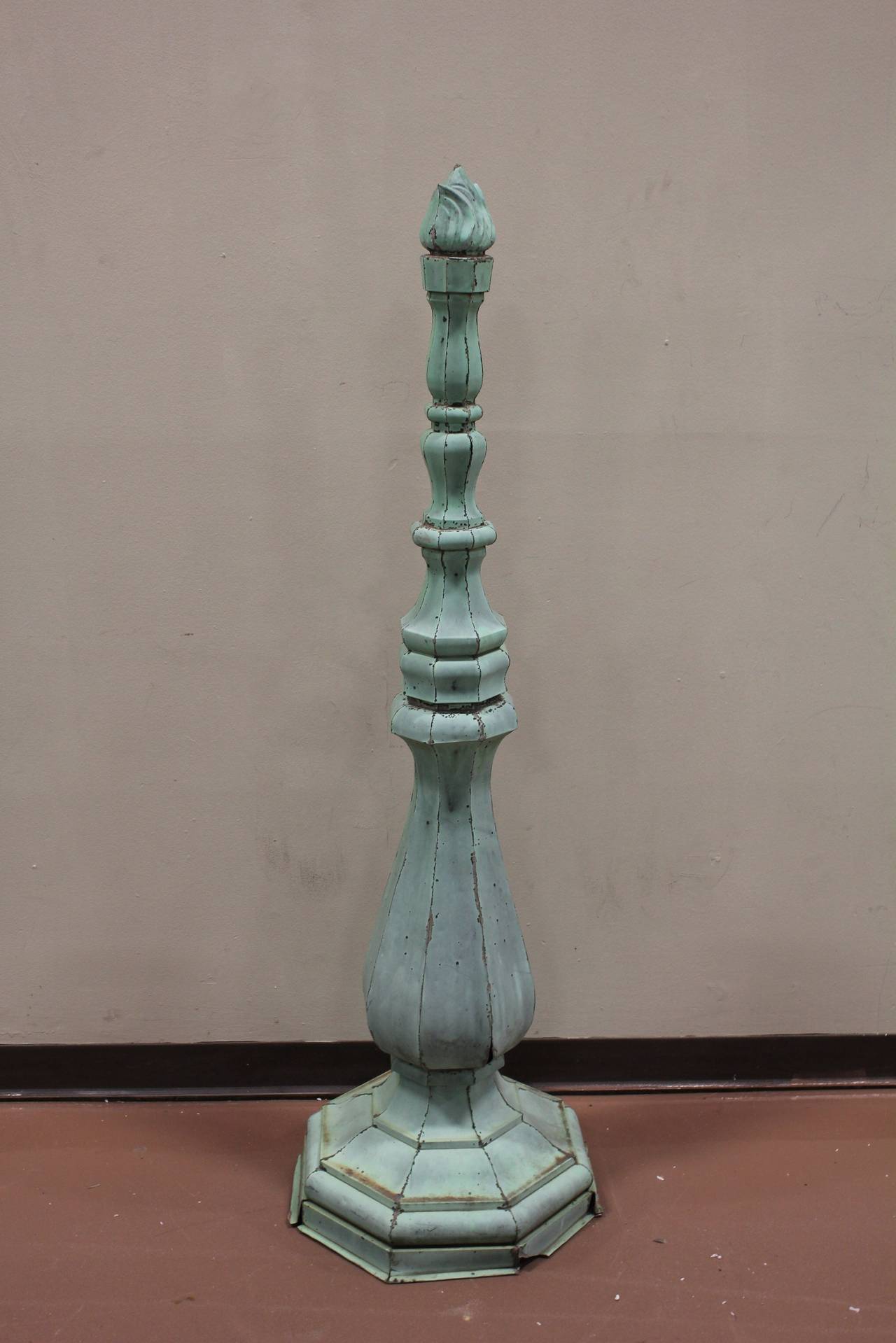 Over 5 ft tall original antique copper roof finial.