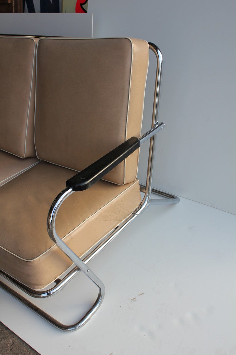 Art Deco Tubular Chrome Sofa In The Style Of Kem Weber For Sale At