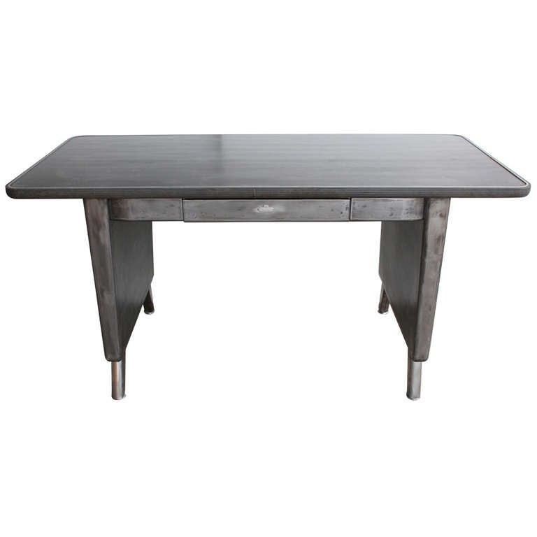 1950 S American Office Metal Tanker Desk At 1stdibs 1950 S American Office Metal Tanker Desk For