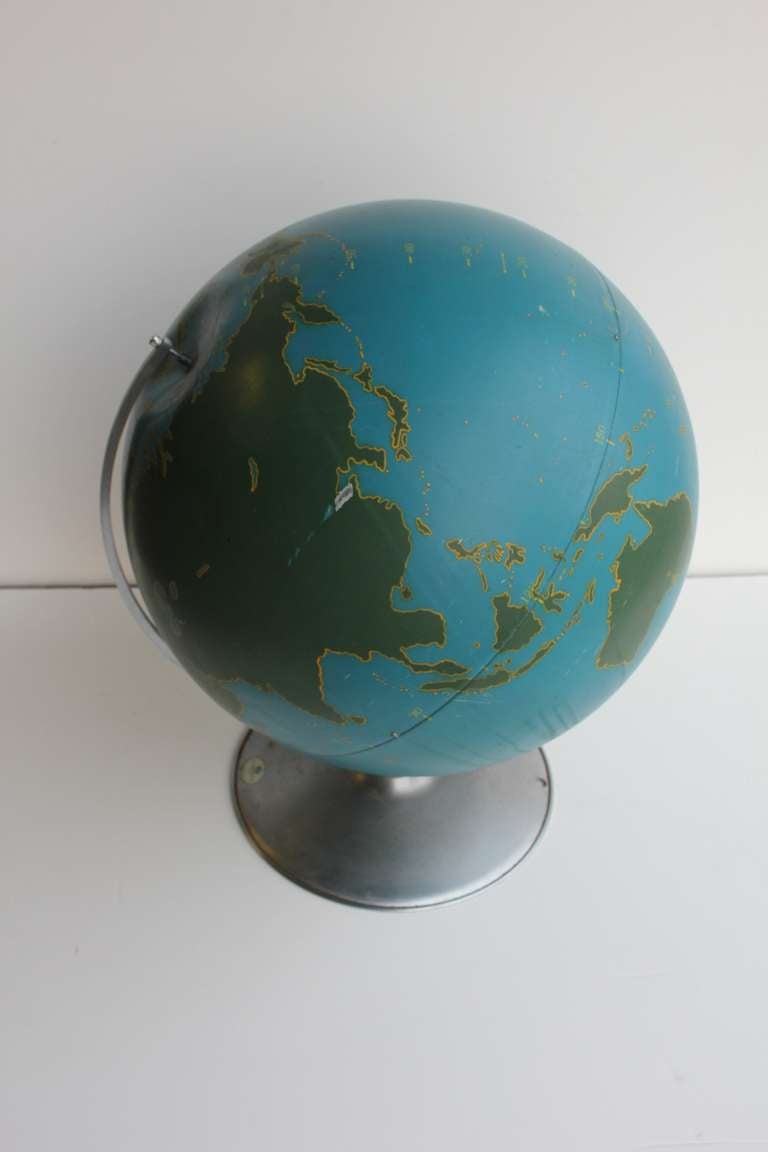 Over sized 1940's American original Aviation World Globe by A.J. Nystrom & Co