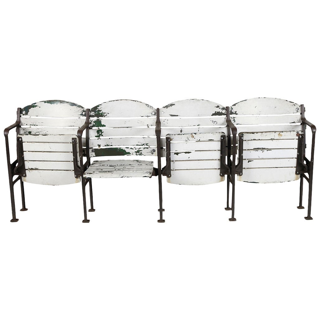 1930's Comiskey Stadium Four Seat Bench at 1stDibs