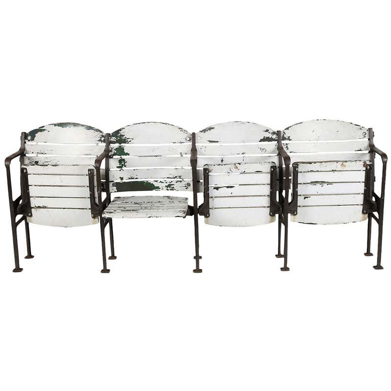 1930's Comiskey Stadium Four Seat Bench at 1stDibs