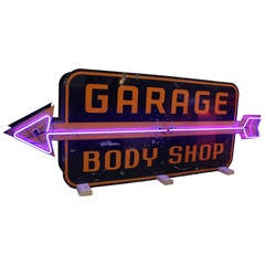 1950s Large Double-Sided Garage Body Shop Neon Sign
