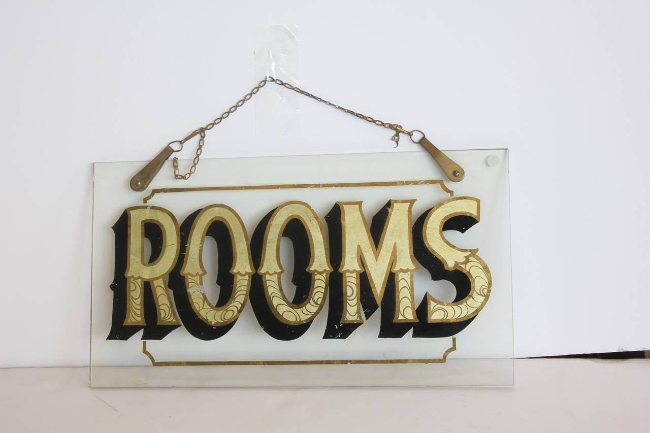 Antique reverse painted glass sign 