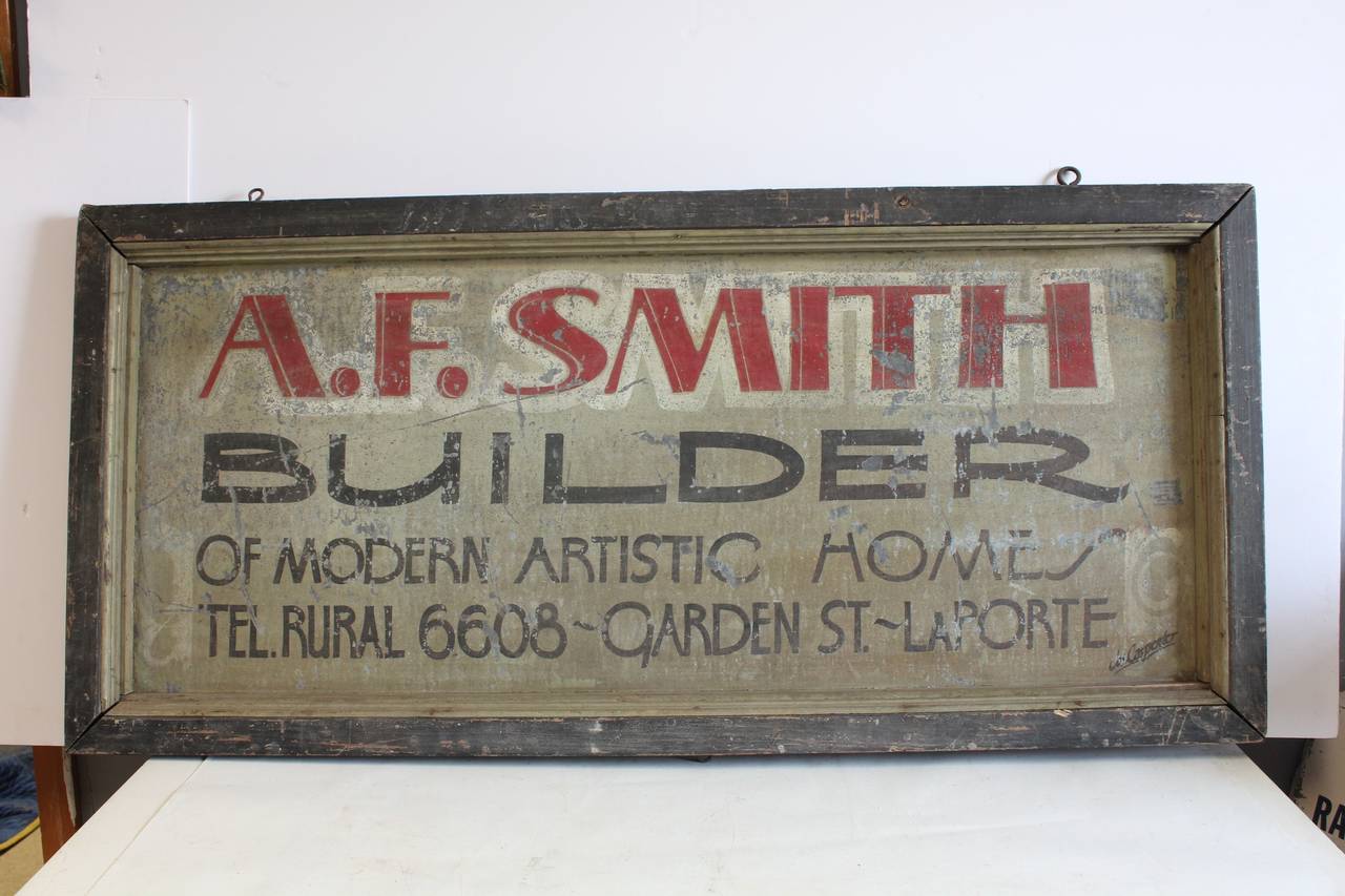 Early 1900's hand painted tin advertising sign 