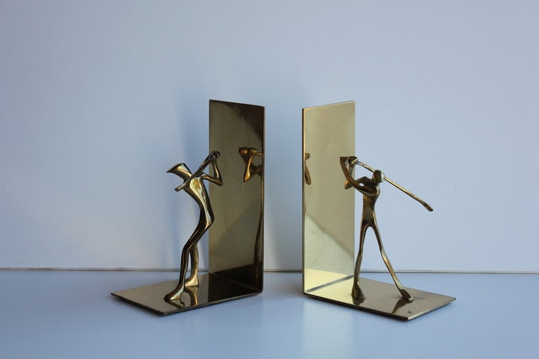 Modern Brass Golf Bookends at 1stDibs