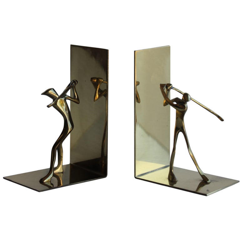 Modern Brass Golf Bookends at 1stDibs