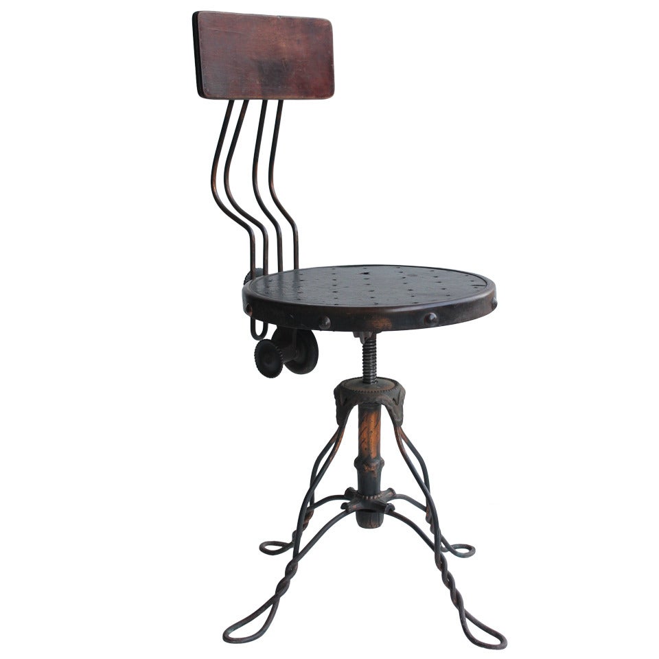 Antique Copper Swivel Desk Chair For Sale