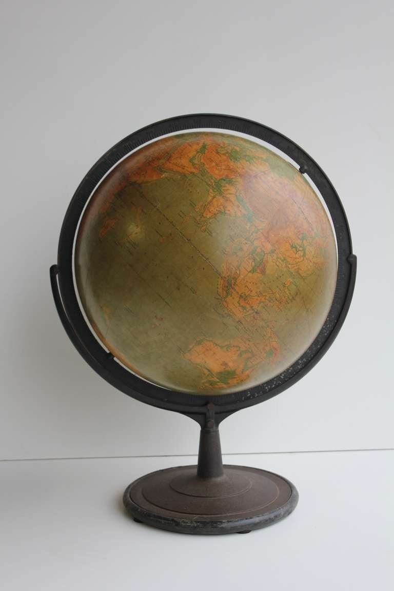 Large 1900's Physical Political globe by Denoyer-Geppert Co.