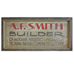 Early 1900's Tin Advertising Sign " Builder Of Modern Artistic Homes "