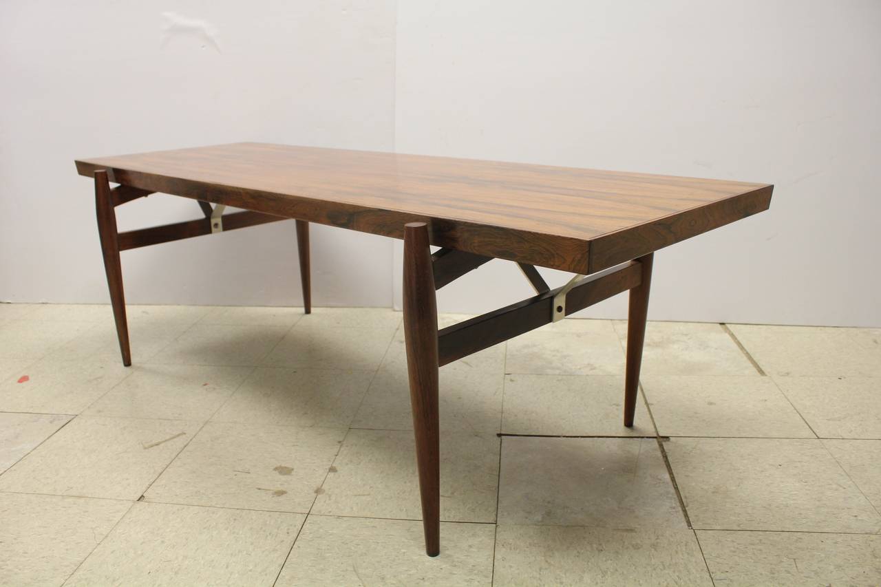 Danish Mid-Century Larsen Style Rosewood Coffee Table For Sale