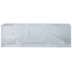 Mid Century Lucite Race Car Sculpture