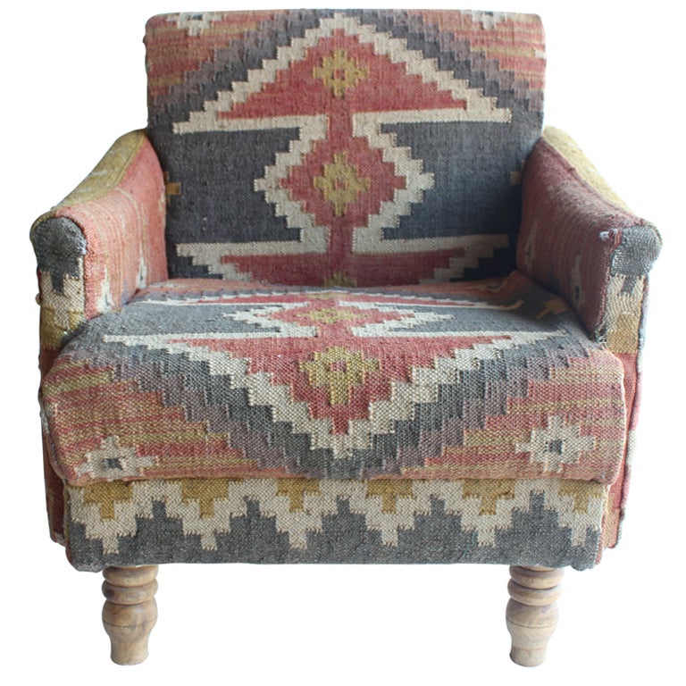Vintage Rustic Hand Woven Kilim Chair at 1stdibs