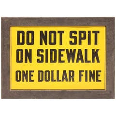 1930's Embossed Metal Sign " One Dollar Fine "