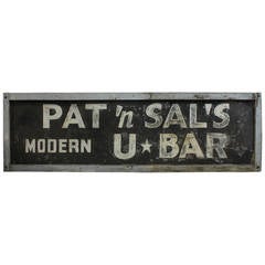 Large Vintage Tin Sign, "Modern U * Bar"