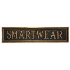 Vintage Brass Department Store Sign, "Smartwear"