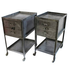 1940s American Industrial Metal Side Tables by Lyon Co