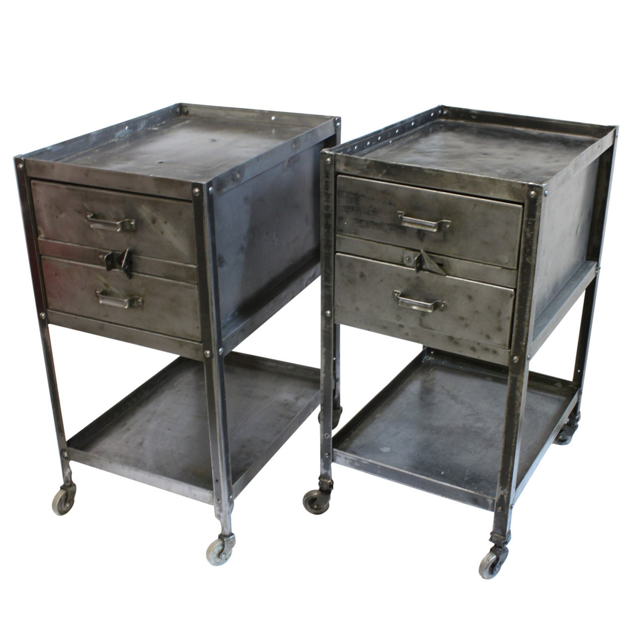 1940s American Industrial Metal Side Tables by Lyon Co