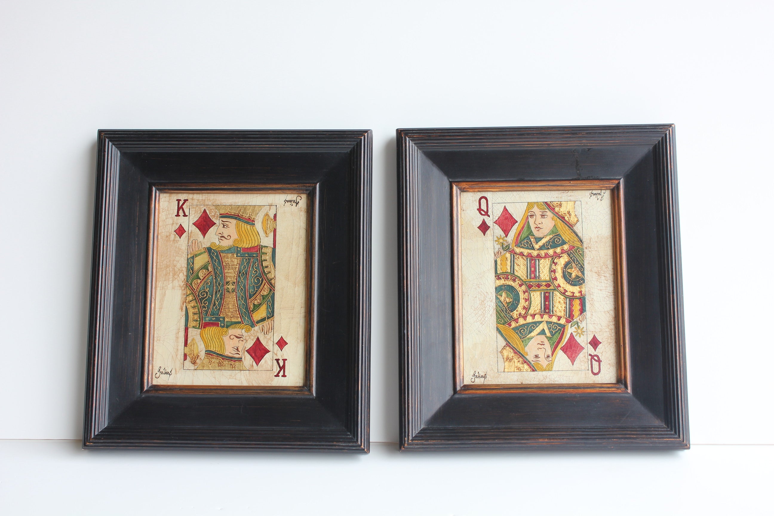 Folk Art Queen & King  Game Cards Oil Paintings by Julius