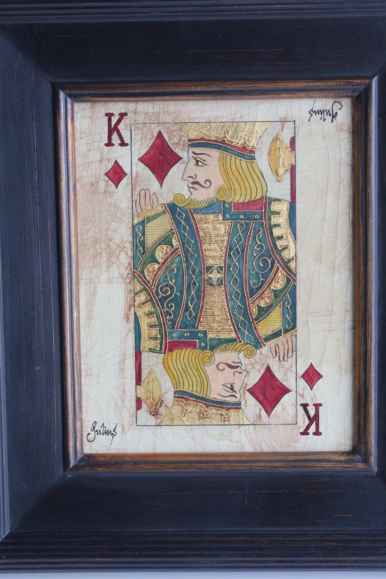 Peruvian Folk Art Queen & King  Game Cards Oil Paintings by Julius