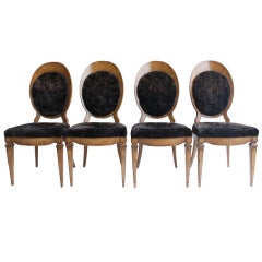 1970's Burl Wood Dining Chairs by Mastercraft