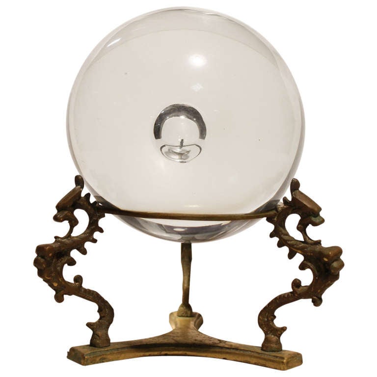 Murano Glass Ball With Brass Stand at 1stdibs