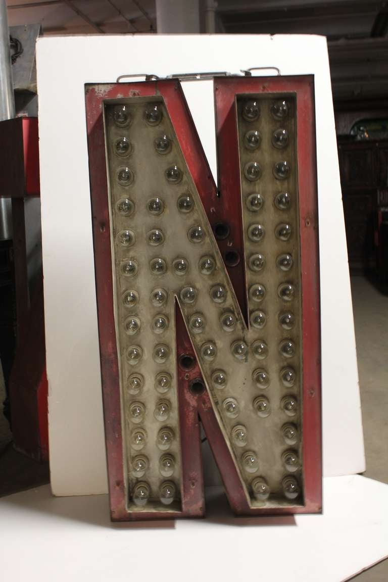 Original 1930's large marquee light up letter 