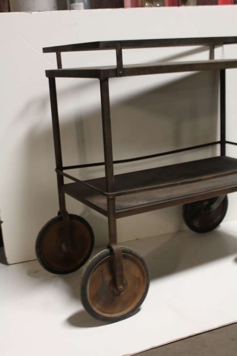 Mid-20th Century American Original Industrial Metal Tea/Bar Cart