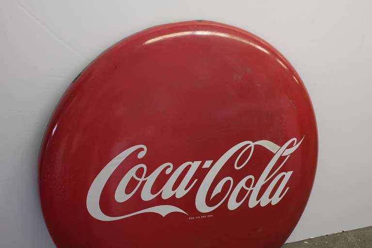 Great 1950's Coca Cola button style porcelain sign.
