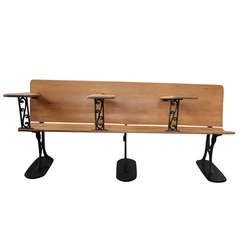 Vintage Original American School Three Seater Bench
