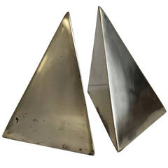 Mid-Century Brass Pyramid Bookends