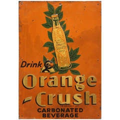 1920's Embossed Tin Sign " Orange Crush "