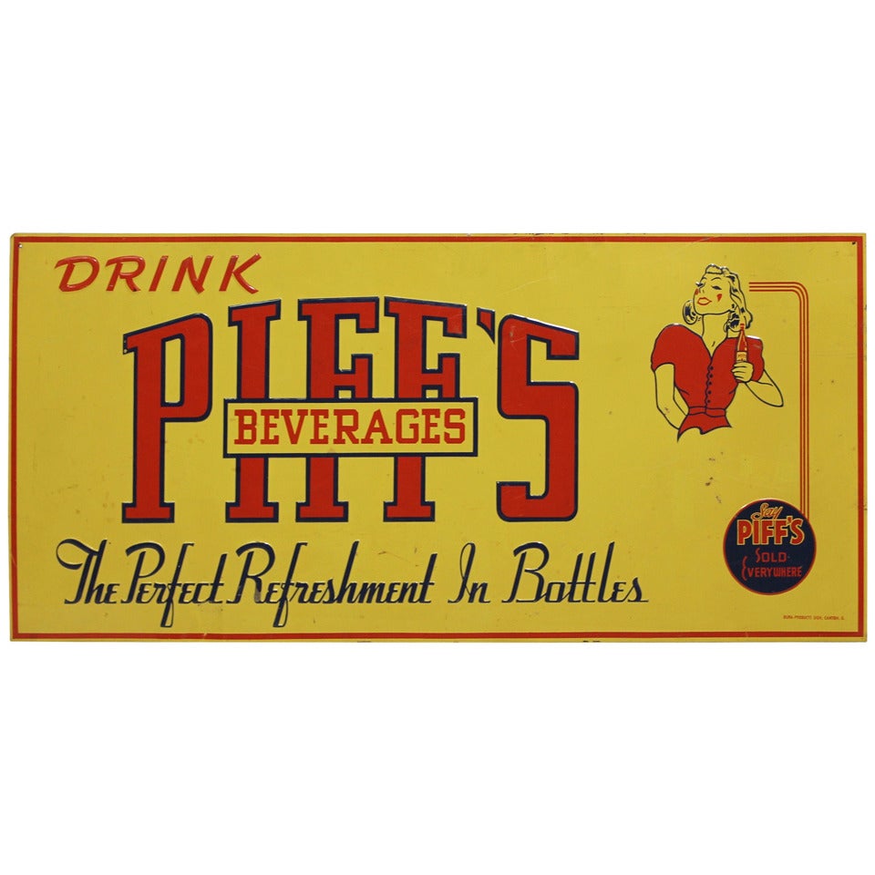 1930's Advertising Sign " Piff's Beverages "