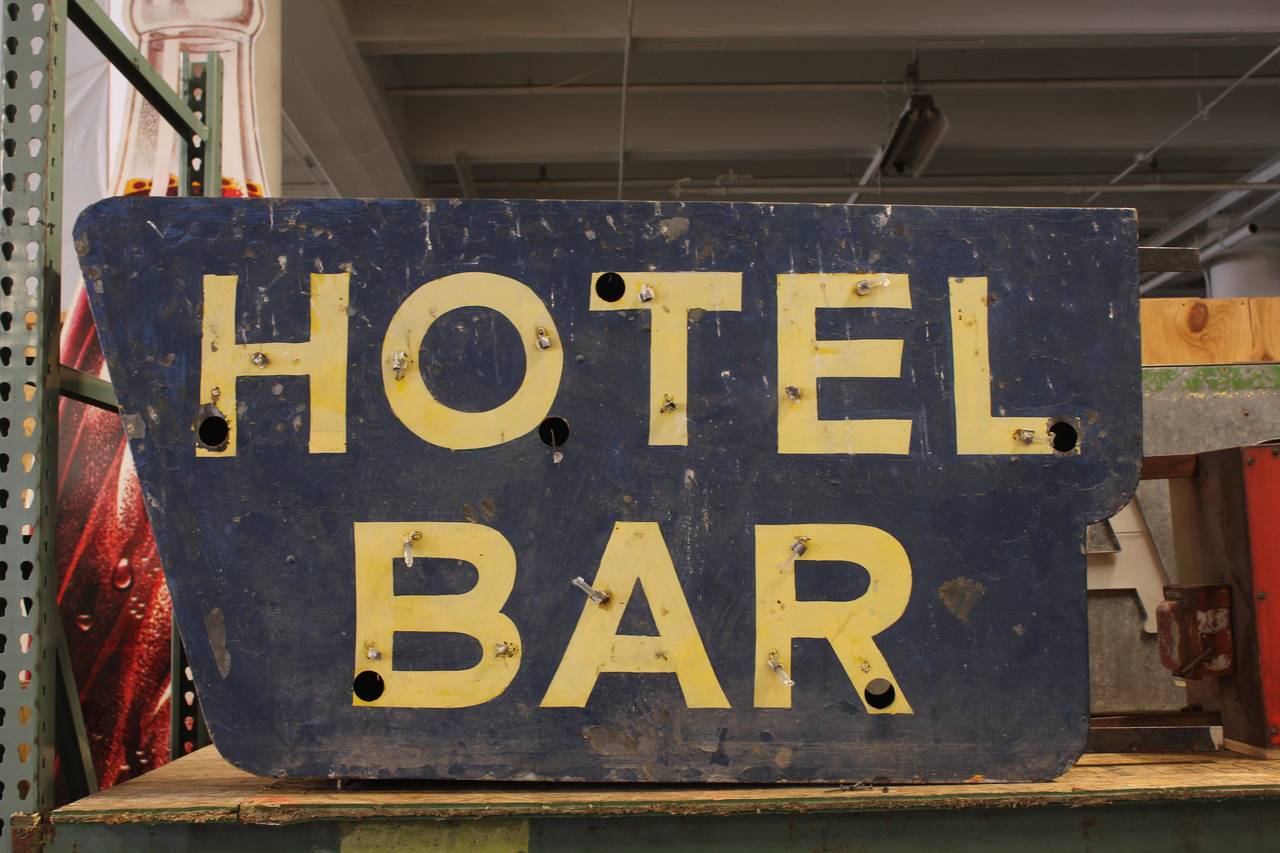 Vintage Hotel Bar Sign At 1stdibs