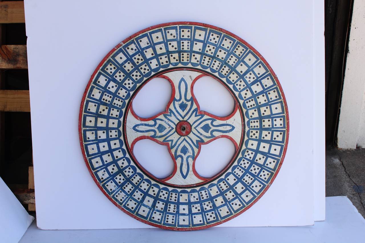 1930s hand-painted wooden game wheel.