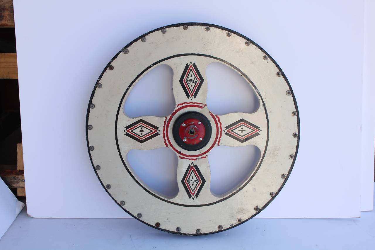1930s Hand-Painted Game Wheel by Evans Co. In Good Condition For Sale In Chicago, IL