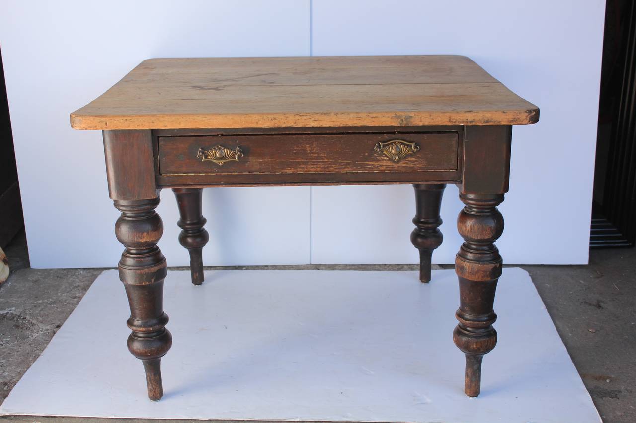 English Large Antique Turned Leg Table For Sale
