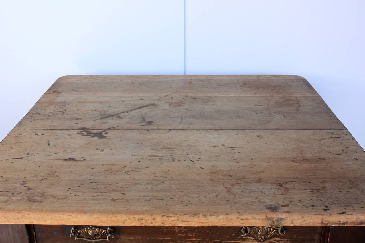 Brass Large Antique Turned Leg Table For Sale