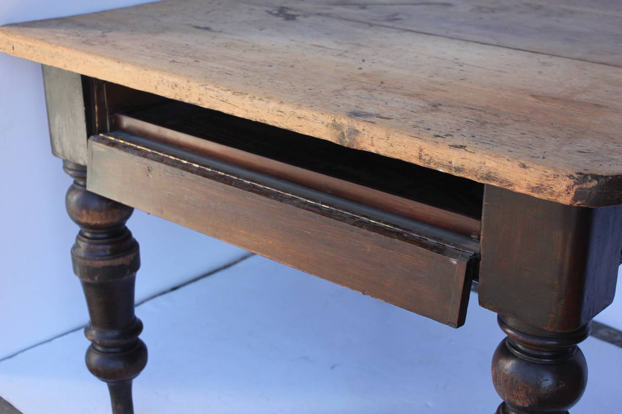 19th Century Large Antique Turned Leg Table For Sale