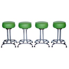 Modern metal stools with leather seats