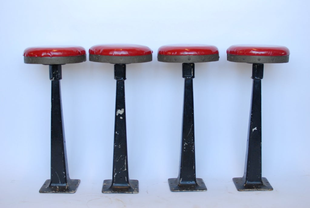 Great set of four 1930's American Ice Cream Parlor stools.