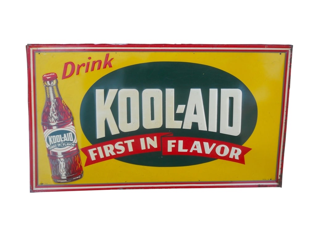1930's American Embossed Metal Kool-Aid sign at 1stDibs | kool aid sign