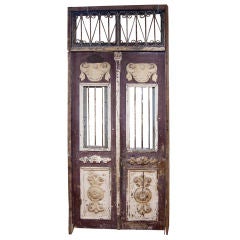 Early 1800's French ornate wooden double door