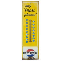 Vintage 1960's Advertising Thermometer sign for Pepsi Cola